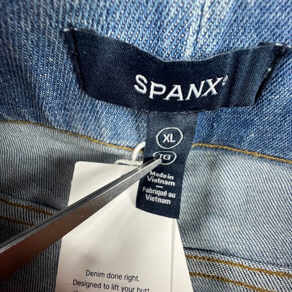 Spanx Shape Jean Women Extra Large Pull On Flare High Rise Blue Everywhere Denim - Picture 7 of 16